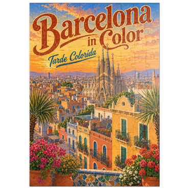 Darstellung des Puzzle Motivs puzzleplate Sagrada Familia Sunset Splendor 100 Puzzle