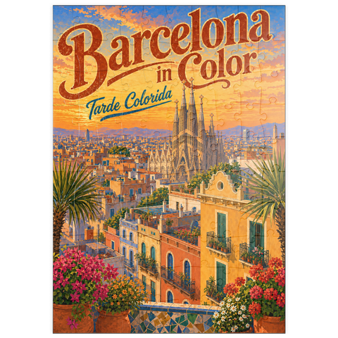 Darstellung des Puzzle Motivs Sagrada Familia – Pracht im Sonnenuntergang puzzleplate Sagrada Familia Sunset Splendor 100 Puzzle