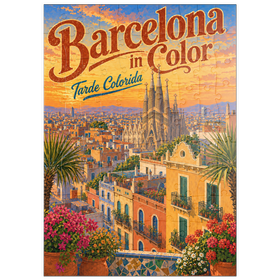 Darstellung des Puzzle Motivs Sagrada Familia – Pracht im Sonnenuntergang - Puzzleteile: 100