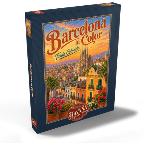 Darstellung des Puzzle Motivs Sagrada Familia – Pracht im Sonnenuntergang Sagrada Familia Sunset Splendor 200 Puzzle Schachtel Ansicht2
