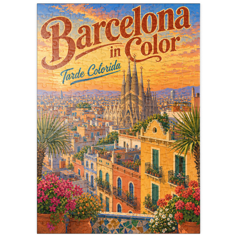 Darstellung des Puzzle Motivs Sagrada Familia – Pracht im Sonnenuntergang puzzleplate Sagrada Familia Sunset Splendor 200 Puzzle