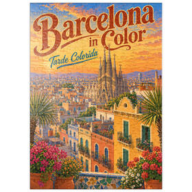 Darstellung des Puzzle Motivs Sagrada Familia – Pracht im Sonnenuntergang - Puzzleteile: 200