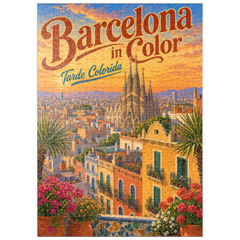Darstellung des Puzzle Motivs Sagrada Familia – Pracht im Sonnenuntergang puzzleplate Sagrada Familia Sunset Splendor 500 Puzzle