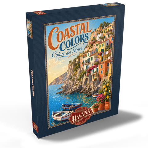 Darstellung des Puzzle Motivs Die Amalfiküste – farbenfroher Küstencharme Amalfi Coast Colorful Coastal Charm 100 Puzzle Schachtel Ansicht2