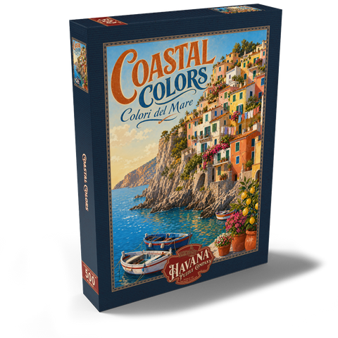 Darstellung des Puzzle Motivs Die Amalfiküste – farbenfroher Küstencharme Amalfi Coast Colorful Coastal Charm 500 Puzzle Schachtel Ansicht2