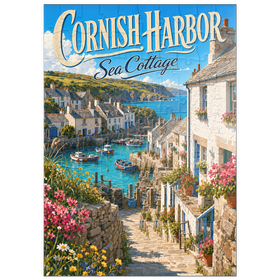 Darstellung des Puzzle Motivs Der Charme eines Ferienhauses am Hafen von Cornwall - Puzzleteile: 100