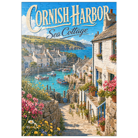 Darstellung des Puzzle Motivs Der Charme eines Ferienhauses am Hafen von Cornwall - Puzzleteile: 200
