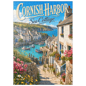 Darstellung des Puzzle Motivs Der Charme eines Ferienhauses am Hafen von Cornwall - Puzzleteile: 500