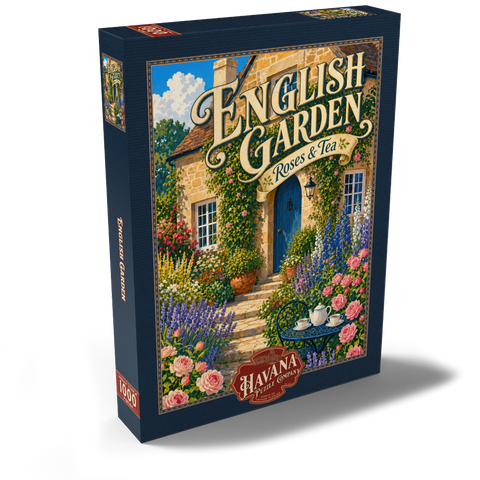 Darstellung des Puzzle Motivs Anhänger „Englische Gartenrosen-Tee“ English Garden Roses Tea Charm 1000 Puzzle Schachtel Ansicht2
