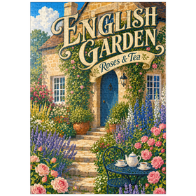 Darstellung des Puzzle Motivs Anhänger „Englische Gartenrosen-Tee“ - Puzzleteile: 1000