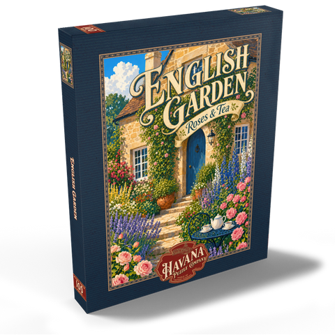 Darstellung des Puzzle Motivs Anhänger „Englische Gartenrosen-Tee“ English Garden Roses Tea Charm 100 Puzzle Schachtel Ansicht2