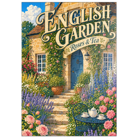 Darstellung des Puzzle Motivs Anhänger „Englische Gartenrosen-Tee“ - Puzzleteile: 100
