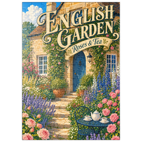 Darstellung des Puzzle Motivs Anhänger „Englische Gartenrosen-Tee“ - Puzzleteile: 200