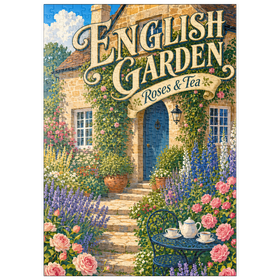 Darstellung des Puzzle Motivs Anhänger „Englische Gartenrosen-Tee“ - Puzzleteile: 500