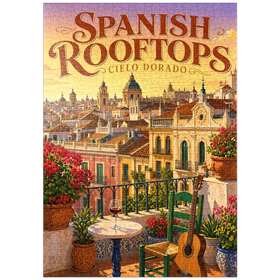 Darstellung des Puzzle Motivs Der Charme des goldenen Sonnenuntergangs über den spanischen Dächern - Puzzleteile: 1000