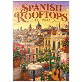 Darstellung des Puzzle Motivs Der Charme des goldenen Sonnenuntergangs über den spanischen Dächern - Puzzleteile: 200