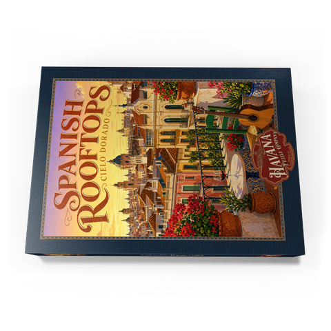 Darstellung des Puzzle Motivs Der Charme des goldenen Sonnenuntergangs über den spanischen Dächern Spanish Rooftops Golden Sunset Charm 500 Puzzle Schachtel Ansicht3