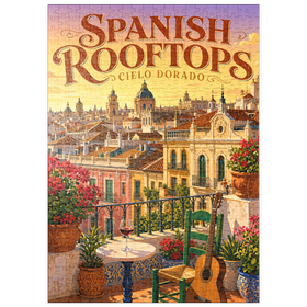 Darstellung des Puzzle Motivs Der Charme des goldenen Sonnenuntergangs über den spanischen Dächern - Puzzleteile: 500