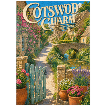 Darstellung des Puzzle Motivs puzzleplate Cotswold Village Honey Stone Charm 1000 Puzzle