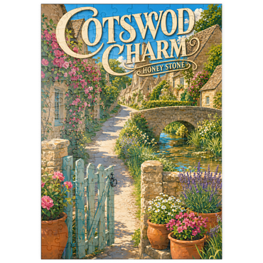 Darstellung des Puzzle Motivs puzzleplate Cotswold Village Honey Stone Charm 200 Puzzle