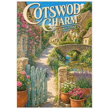 Darstellung des Puzzle Motivs puzzleplate Cotswold Village Honey Stone Charm 500 Puzzle