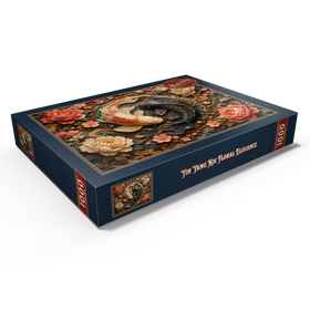 Darstellung des Puzzle Motivs Yin-Yang-Koi – Florale Eleganz - Puzzleteile: 1000