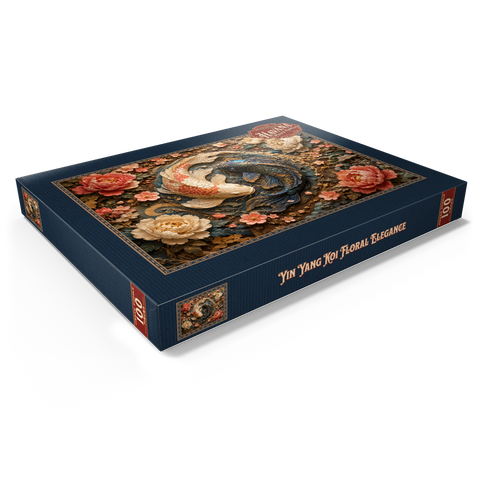 Darstellung des Puzzle Motivs Yin-Yang-Koi – Florale Eleganz Yin Yang Koi Floral Elegance 100 Puzzle Schachtel Ansicht1