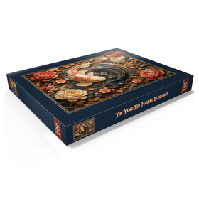 Alternative Darstellung des Puzzle-Motivs Yin-Yang-Koi – Florale Eleganz – Puzzleteile: 200