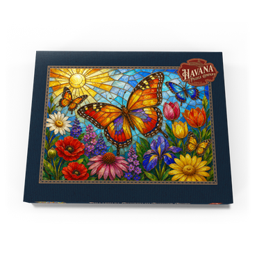 Darstellung des Puzzle Motivs Butterfly Garden in Stained Glass  100 Puzzle Schachtel Ansicht3