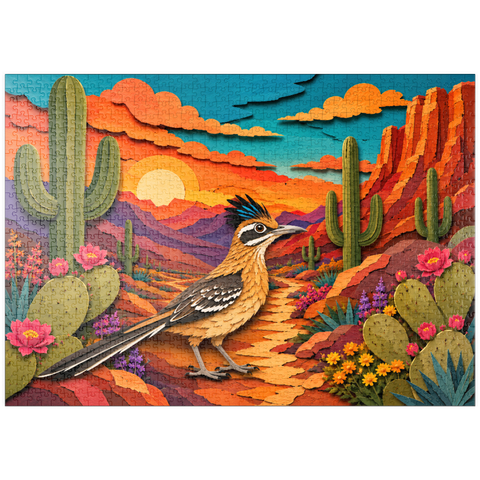 Darstellung des Puzzle Motivs Roadrunner im Cactus Canyon puzzleplate Roadrunner in Cactus Canyon 1000 Puzzle