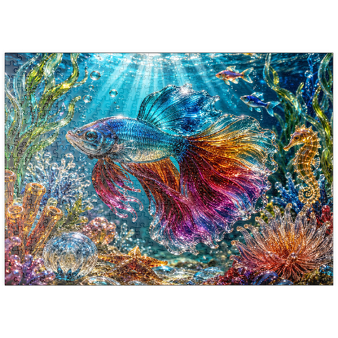 Darstellung des Puzzle Motivs Leuchtende Glasschätze aus dem Ozean puzzleplate Luminous Glass Ocean Treasures 500 Puzzle