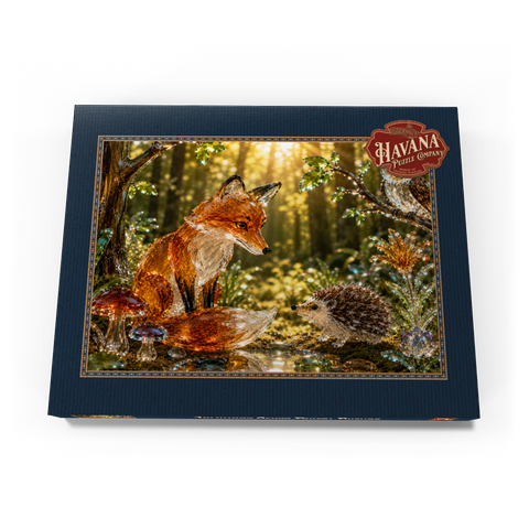 Darstellung des Puzzle Motivs Leuchtende Glasfiguren – Waldfreunde Luminous Glass Forest Friends 100 Puzzle Schachtel Ansicht3