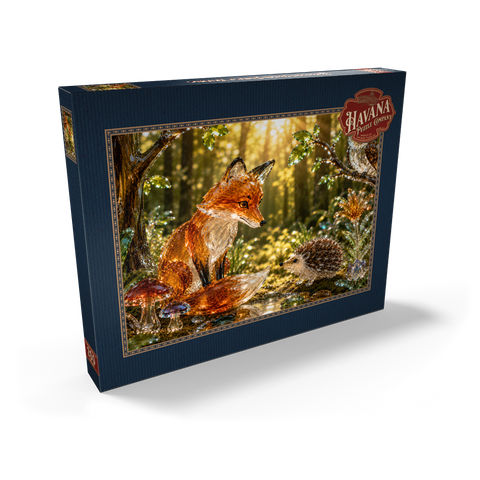 Darstellung des Puzzle Motivs Leuchtende Glasfiguren – Waldfreunde Luminous Glass Forest Friends 200 Puzzle Schachtel Ansicht2