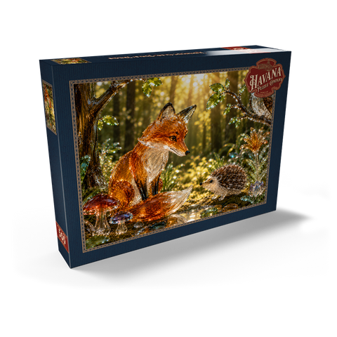 Darstellung des Puzzle Motivs Leuchtende Glasfiguren – Waldfreunde Luminous Glass Forest Friends 500 Puzzle Schachtel Ansicht2