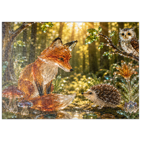 Darstellung des Puzzle Motivs Leuchtende Glasfiguren – Waldfreunde - Puzzleteile: 500