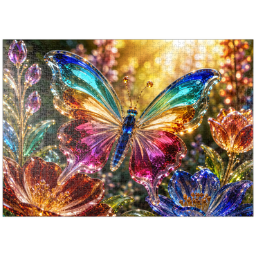 Darstellung des Puzzle Motivs puzzleplate Luminous Glass Butterfly Garden 1000 Puzzle