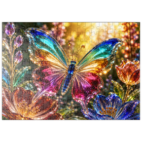 Darstellung des Puzzle Motivs Leuchtender Glas-Schmetterlingsgarten - Puzzleteile: 200