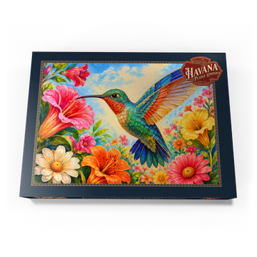 Darstellung des Puzzle Motivs Jeweled Hummingbird Flower Garden 500 Puzzle Schachtel Ansicht3