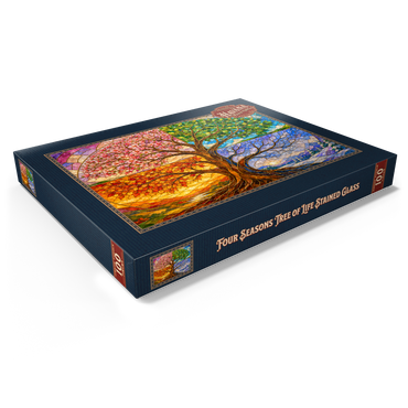 Darstellung des Puzzle Motivs Four Seasons Tree of Life Stained Glass 100 Puzzle Schachtel Ansicht1