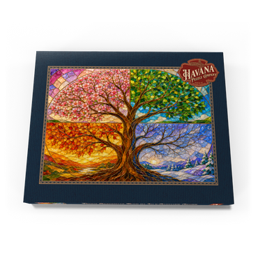 Darstellung des Puzzle Motivs Four Seasons Tree of Life Stained Glass 200 Puzzle Schachtel Ansicht3