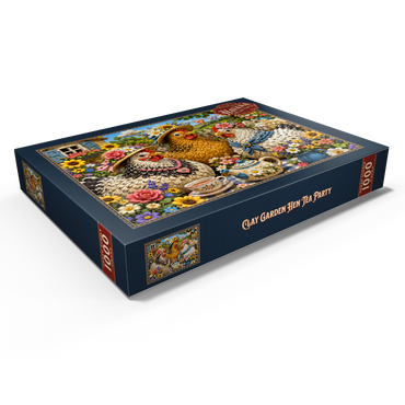 Darstellung des Puzzle Motivs Clay Garden Hen Tea Party 1000 Puzzle Schachtel Ansicht1