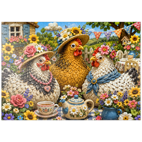 Darstellung des Puzzle Motivs Tee-Party im Knetgarten - Puzzleteile: 1000