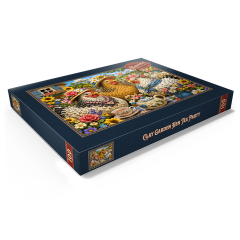 Darstellung des Puzzle Motivs Tee-Party im Knetgarten Clay Garden Hen Tea Party 100 Puzzle Schachtel Ansicht1