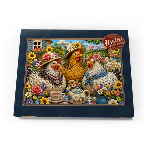Darstellung des Puzzle Motivs Tee-Party im Knetgarten Clay Garden Hen Tea Party 100 Puzzle Schachtel Ansicht3