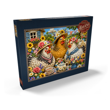Darstellung des Puzzle Motivs Clay Garden Hen Tea Party 200 Puzzle Schachtel Ansicht2