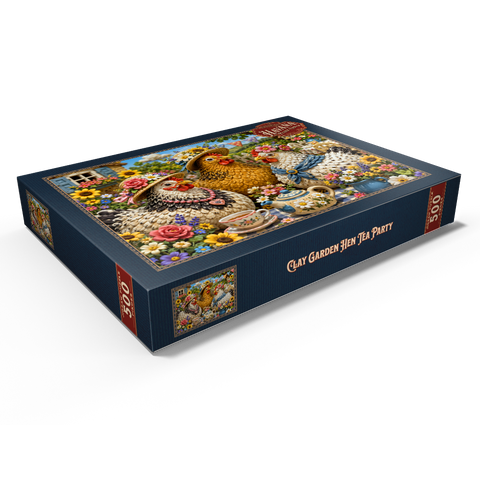 Darstellung des Puzzle Motivs Tee-Party im Knetgarten Clay Garden Hen Tea Party 500 Puzzle Schachtel Ansicht1
