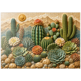Darstellung des Puzzle Motivs Keramik-Kaktusgarten „Blüte“ - Puzzleteile: 1000