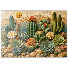 Darstellung des Puzzle Motivs Keramik-Kaktusgarten „Blüte“ - Puzzleteile: 200