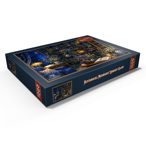 Darstellung des Puzzle Motivs Botanische Mitternachtsbibliothek – Leuchten     Botanical Midnight Library Glow 1000 Puzzle Schachtel Ansicht1