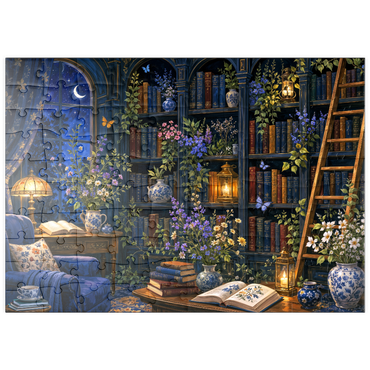 Darstellung des Puzzle Motivs puzzleplate     Botanical Midnight Library Glow 100 Puzzle